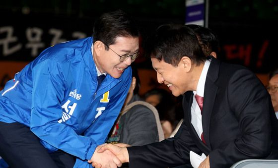 환경공무관 한마음축제서 만난 오세훈-정원오