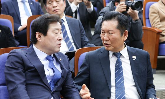 대화하는 정청래·황명선