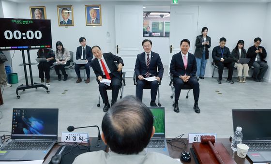 국민의힘 서울시장 후보자 면접 참석한 김충환·박수민·오세훈