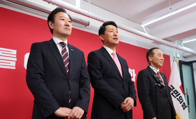 면접 마치고 브리핑 하는 국민의힘 서울시장 후보들