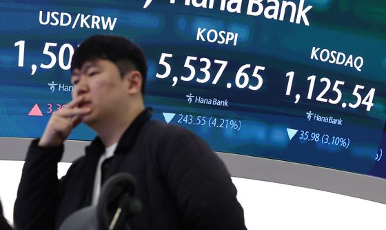 장 초반 4%대 급락하는 코스피, 매도 사이드카 발동