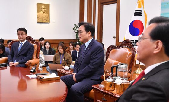 여야 원내대표 만난 우원식 국회의장