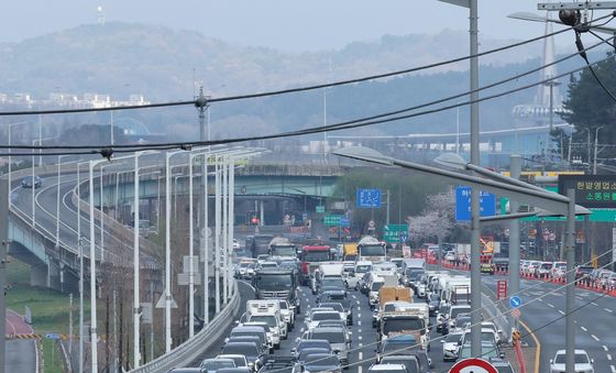 꽉 막힌 대전 도로