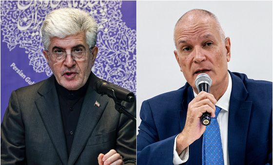 기자회견 갖는 이란·이스라엘 주한 대사