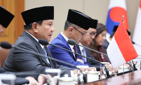 발언하는 프라보워 수비안토 인도네시아 대통령