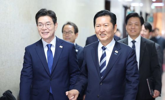 정청래·정원오 '손잡고'