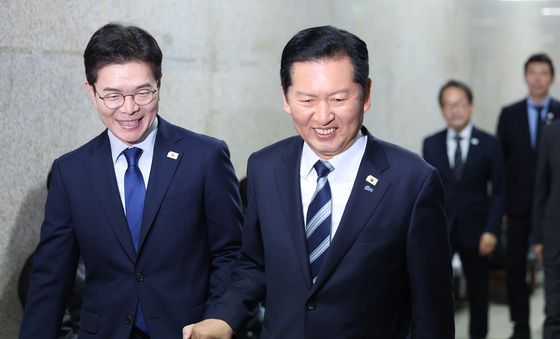 면담 향하는 정청래·정원오