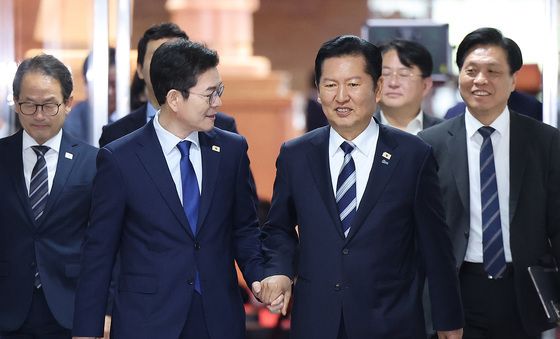 정원오와 면담 가지는 정청래 대표