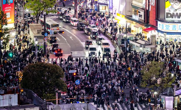 [자료사진] 일본 도쿄 시부야 스크럼블 교차로