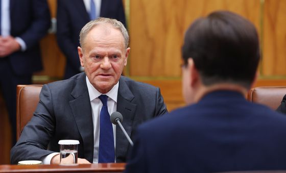 한·폴란드 확대회담 발언하는 투스크 총리