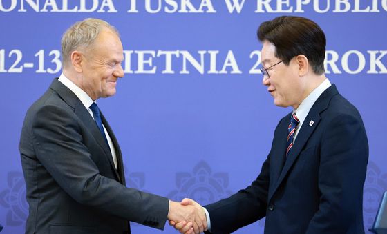 공동언론발표 마친 이재명 대통령·투스크 총리