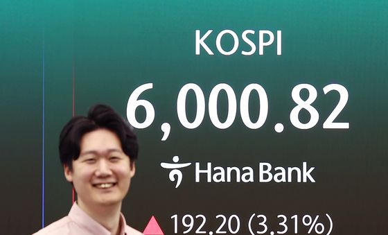 코스피, 장중 6000선 재돌파
