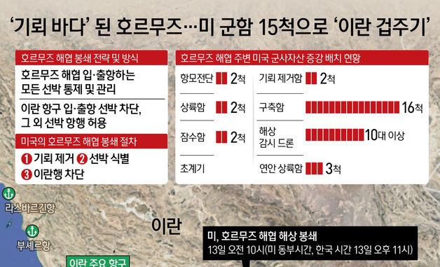 [오늘의 그래픽] '기뢰 바다' 된 호르무즈…미 군함 15척으로 '이란 겁주기'