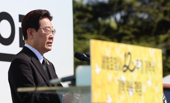 세월호 기억식 추도사 하는 이재명 대통령