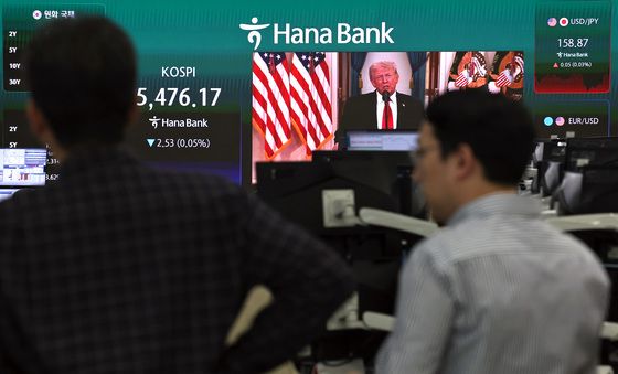 트럼프 연설에 코스피 하락 전환