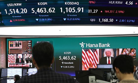 코스피, 트럼프 발언에 하락 전환