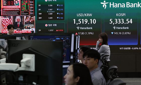 코스피, 트럼프 대국민 연설 이후 5400선 붕괴