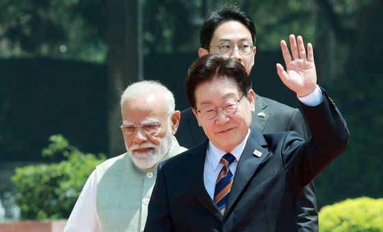 공동식수 마친  한-인도 정상