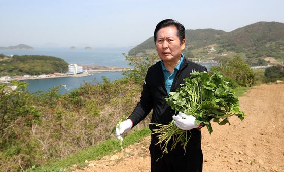 욕지도 고구마 재배 민생현장 체험하는 정청래