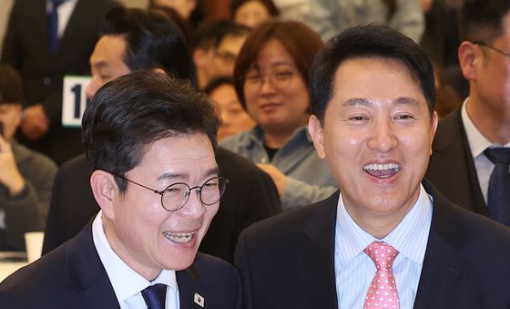 인사하는 오세훈·정원오