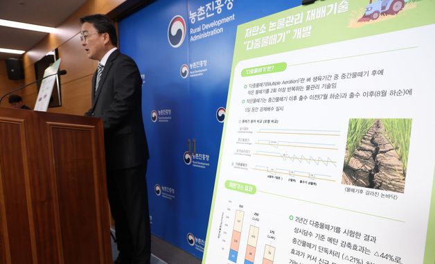 농촌진흥청, 기후·에너지 위기 극복 '저탄소 벼 재배 기술' 확립
