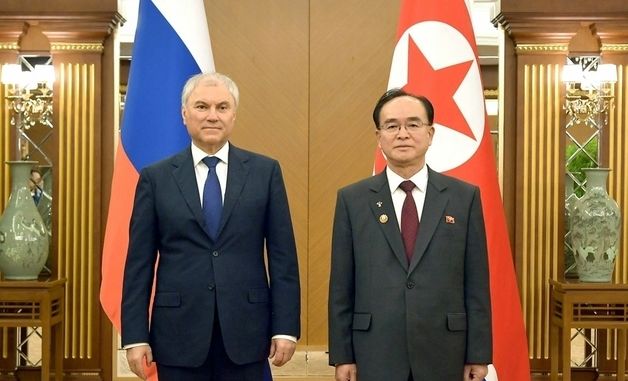 北 최고인민회의 상임위원장 조용원·러 하원의장 볼로딘, 평양서 회담