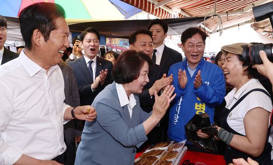정청래·추미애·이광재·강병덕, 하남 덕풍시장 방문