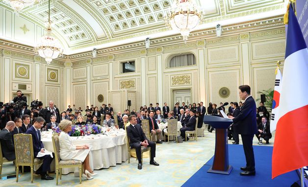 프랑스 대통령 국빈 오찬 환영사하는 이재명 대통령