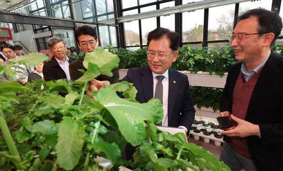 도시형 스마트팜 시설 둘러보는 이승돈 청장