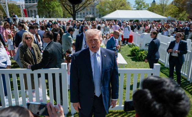 [포토] 백악관 부활절 행사 참석한 트럼프 대통령