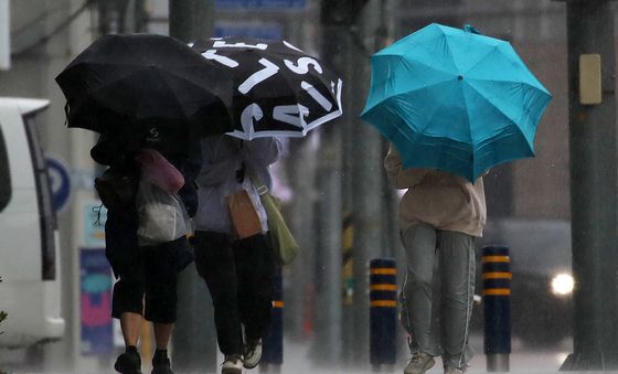 부산에 내리는 요란한 봄비