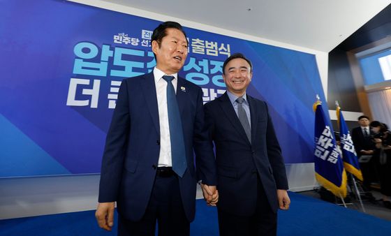 임문형 광산을 후보 소개하는 정청래 대표