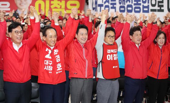 필승 다짐하는 추경호·장동혁·이철우