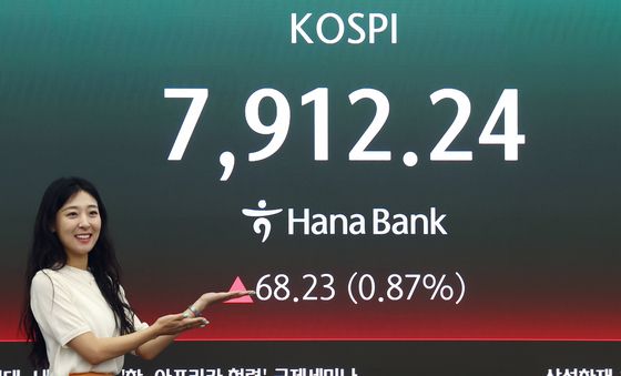 장중 7900선 돌파한 코스피