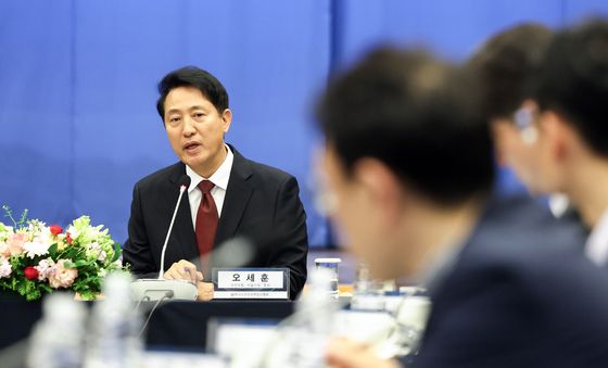 편집인협회 포럼, 질의에 답하는 오세훈 국민의힘 서울시장 후보