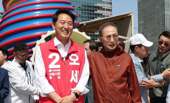 청계광장 찾은 오세훈·이명박