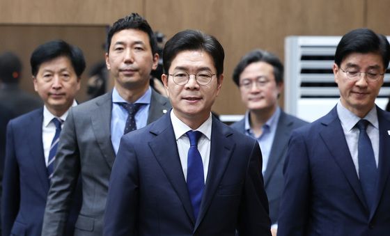 기자회견 참석하는 정원오 후보