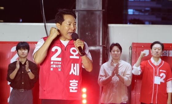 오세훈 후보, 청계광장서 지지 호소