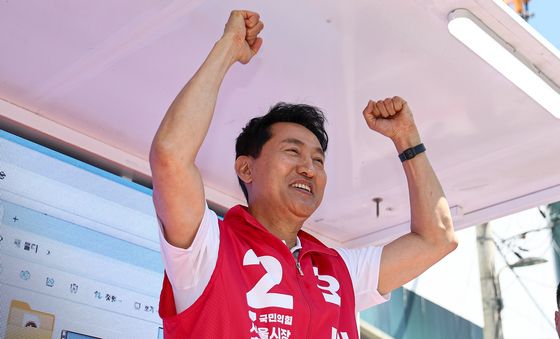 성동구서 지지 호소하는 오세훈 후보