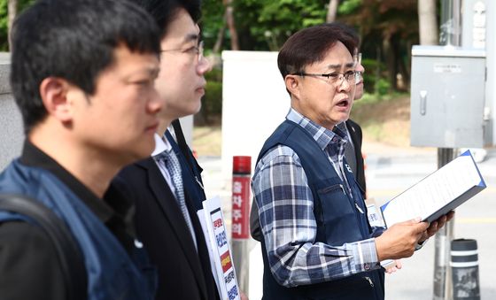 가처분 신청 앞서 입장 밝히는 박재용 삼성전자 노동조합 동행 위원장
