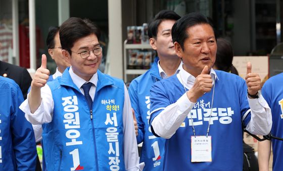 직장인 표심 사로잡기 나선 정청래·정원오