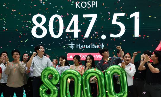 코스피, 8000 돌파 마감