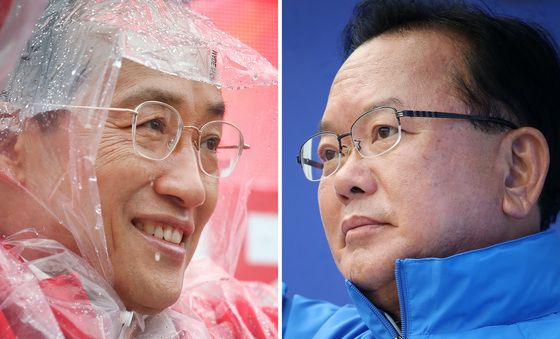 출근길 인사하는 추경호·김부겸 후보