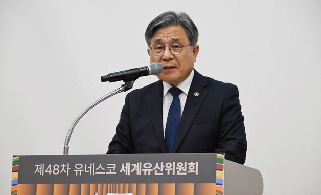 제48차 세계유산위원회 준비 현황 브리핑하는 허민 국가유산청장