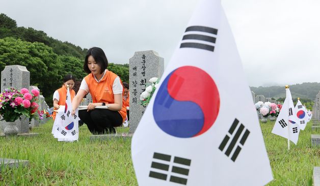 현충일 앞두고 현충원 묘역 정화