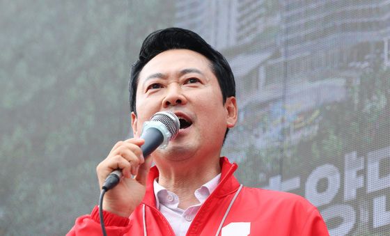 유세하는 장동혁 국민의힘 대표