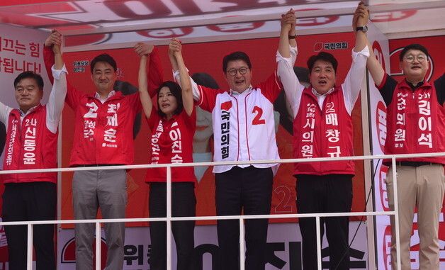 이진숙 지원유세 나선 신동욱 의원