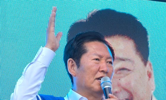 정청래 민주당 대표, 김천시장 후보 지지 연설