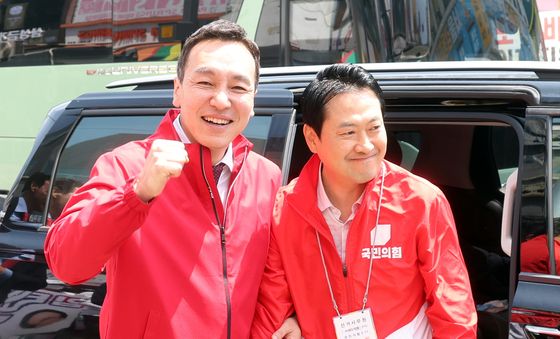 김민수 최고위원과 함께 유세 나선 장동혁 대표