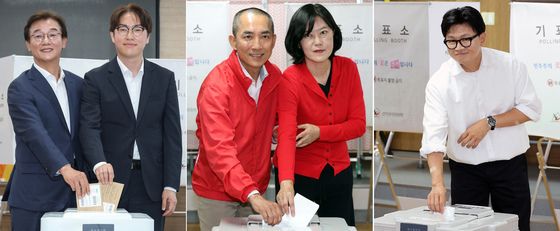 부산 북구갑 후보들 '사전 투표'